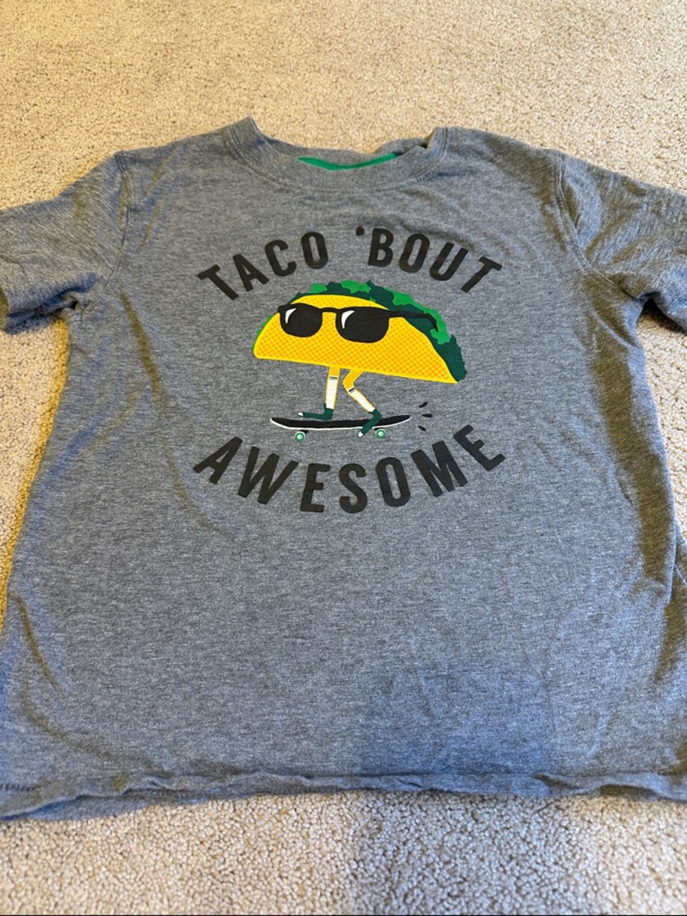GAP Gray Tee with Yellow Taco Skateboard Graphic